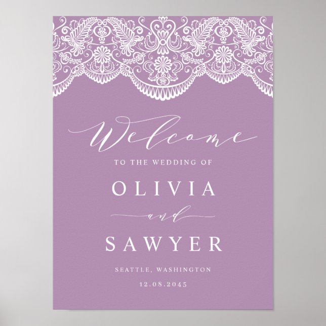 Lilac Brocade Lace Wedding Poster (Vorne)