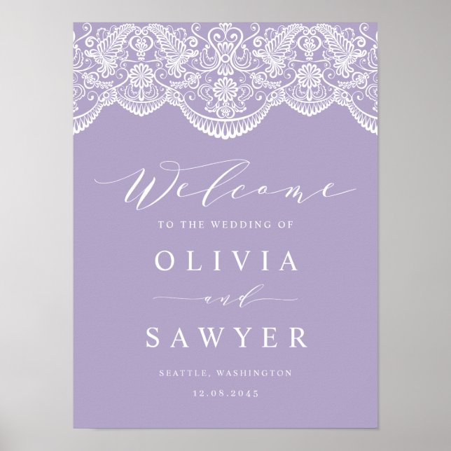 Lilac Brocade Lace Wedding Poster (Vorne)