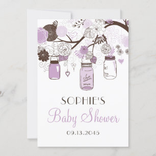 Lilac & Brown Mason Jars Baby Shower Einladungen