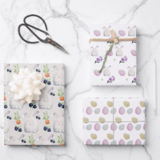 Lilac Bunny Colorful Watercolor Pattern Geschenkpapier Set
