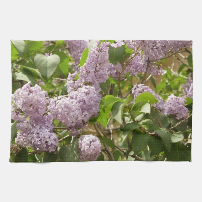Lilac Bush Schöne Lila Frühlingsblumen Geschirrtuch (Horizontal)