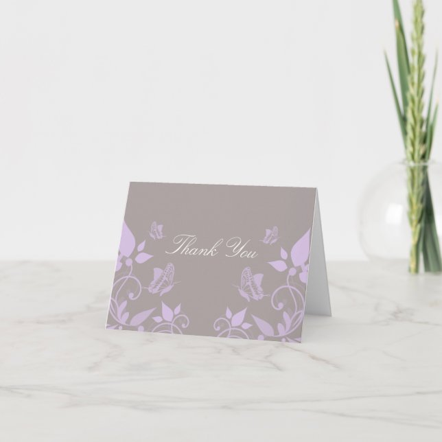 Lilac Butterfly Floral Danke Karte (Vorderseite)