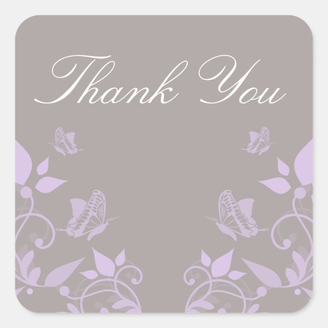 Lilac Butterfly Floral Danke Stickers (Vorderseite)