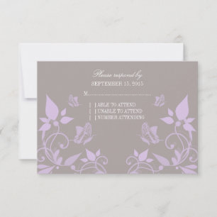 Lilac Butterfly Floral Response Card RSVP Karte
