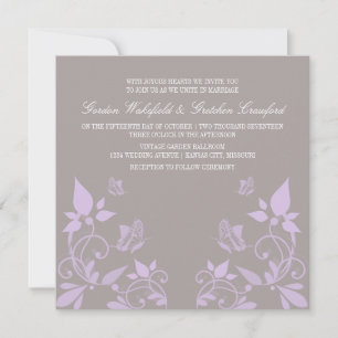 Lilac Butterfly Floral Wedite Einladung