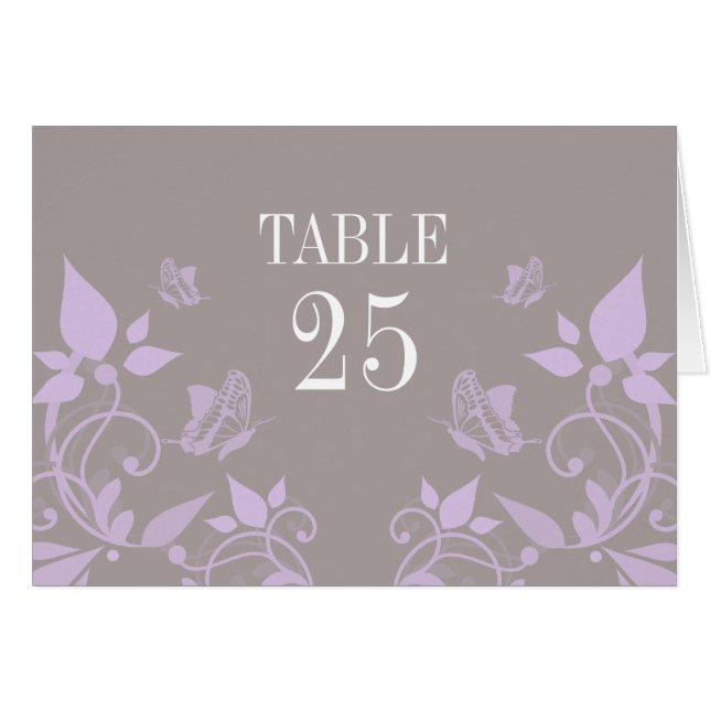 Lilac Butterfly Tischnummer Card (Vorderseite (Horizontal))