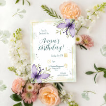 Lilac Butterfly Watercolor Geburtstag