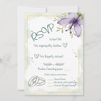 Lilac Butterfly Watercolor RSVP Card Einladung