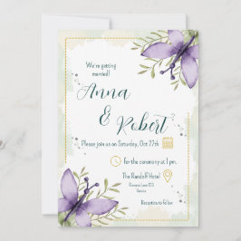 Lilac Butterfly Watercolor Wedding Einladung