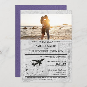 Lilac California Passport Wedding Einladung