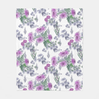 Lilac chrysanthemas, Aquarellfarben Fleecedecke