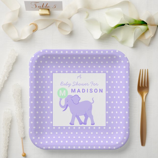 Lilac Circus Niedlich Elephant Fun Baby Showplatz Pappteller (Hochzeit)
