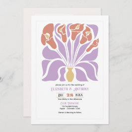 Lilac & Clay Rose Abstract Floral Boho Wedding Einladung