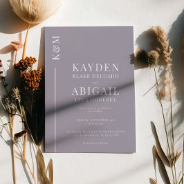 Lilac Clean Line Minimalistisch Wedding Einladung