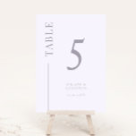 Lilac Clean Line Wedding Tischnummer<br><div class="desc">Einfache und moderne Tischnummer mit einer Linie an der Seite. Die Farbe ist lila lila.</div>