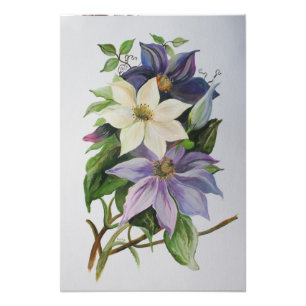 Lilac Clematis Vine Acrylmalerei Fotodruck