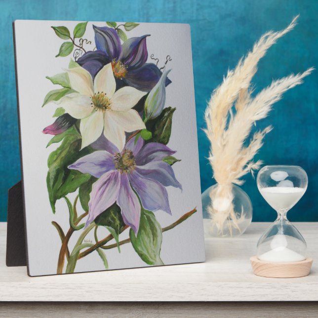 Lilac Clematis Vine Acrylmalerei Fotoplatte (Seite)