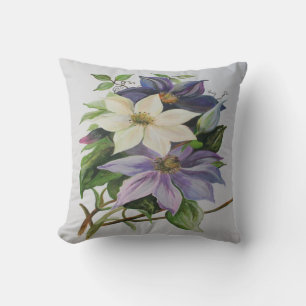 Lilac Clematis Vine Acrylmalerei Kissen