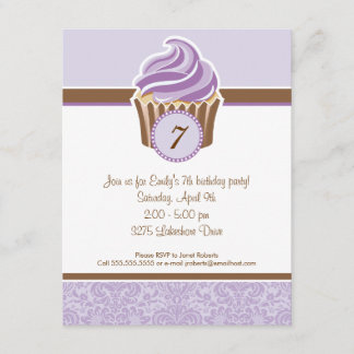 Lilac Cupcake Geburtstagsparty Einladung