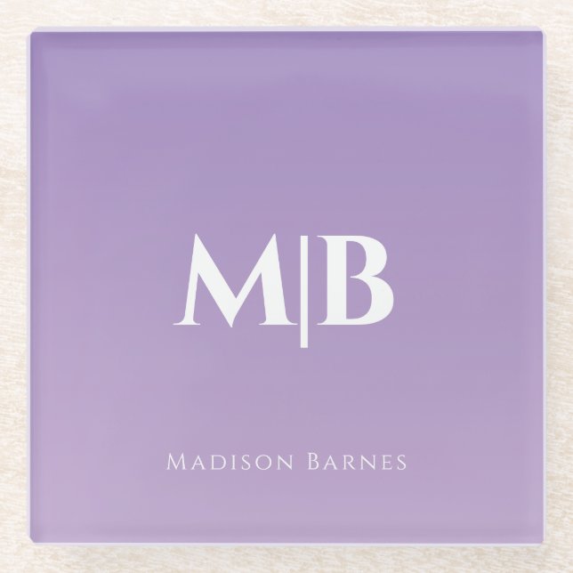 Lilac Custom Monogram Name Glasuntersetzer (Vorderseite)