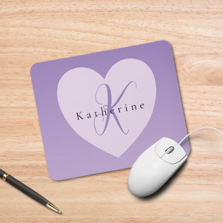Lilac Custom Monogram Name Mousepad