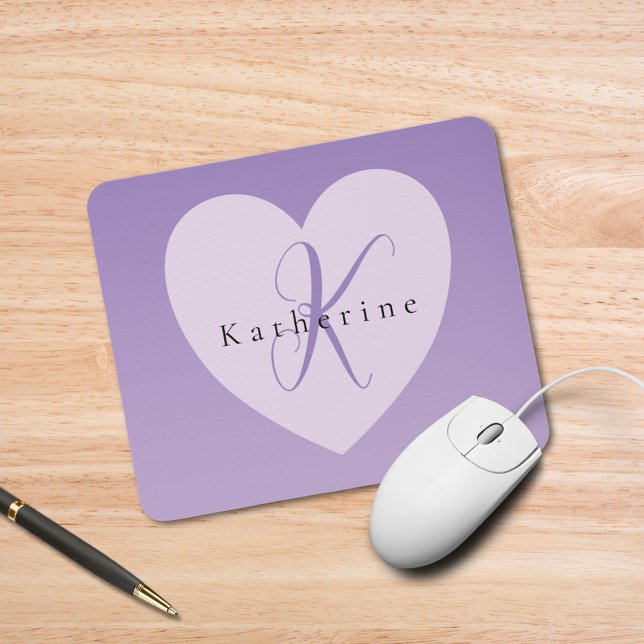 Lilac Custom Monogram Name Mousepad (Von Creator hochgeladen)