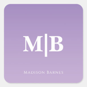 Lilac Custom Monogram Name Quadratischer Aufkleber