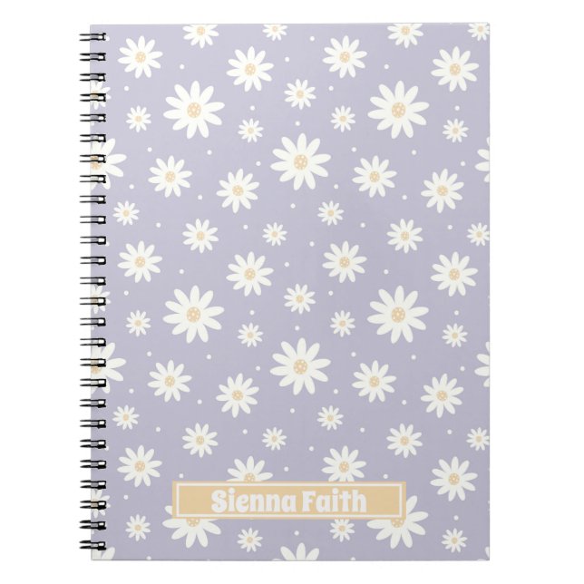Lilac Daisy Floral Custom Notebook Notizblock (Vorderseite)