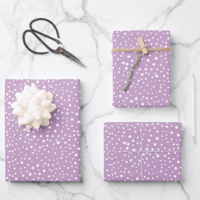 Lilac-Dalmatiner-Punkte, Dalmatiner-Punkte, gepunk Geschenkpapier Set (Vorderseite)