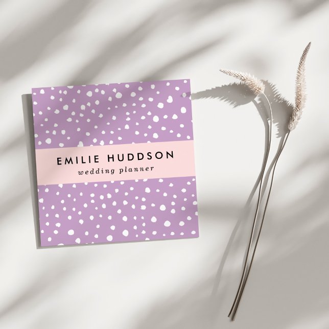 Lilac-Dalmatiner-Punkte, Dalmatiner-Punkte, gepunk Quadratische Visitenkarte (Von Creator hochgeladen)
