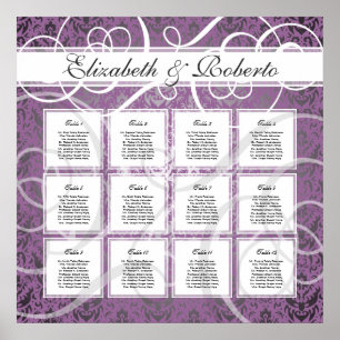Lilac Damask 12 Tabelle Hochzeitsplan Poster