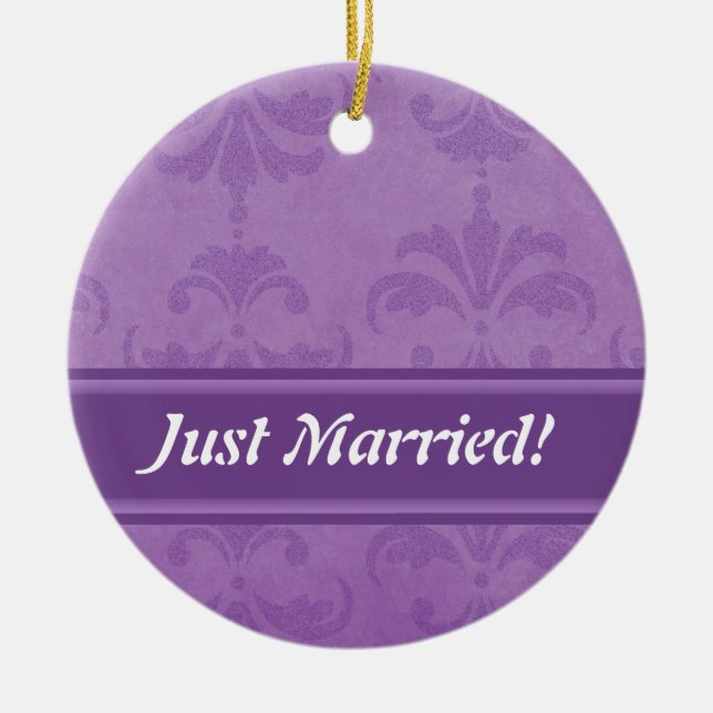 Lilac Damask Keramik Ornament (Vorne)