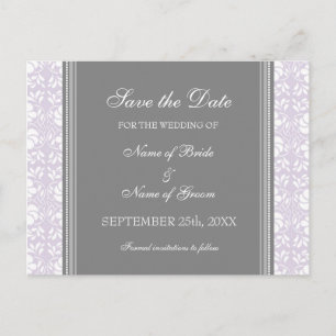 Lilac Damask Save the Date Hochzeitspostkarten Ankündigungspostkarte