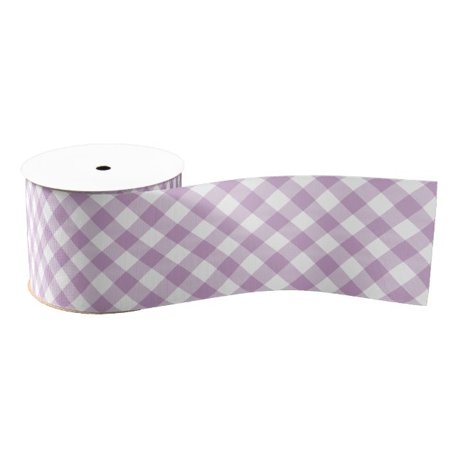 Lilac Diagonal Gingham Ripsband (Spule)