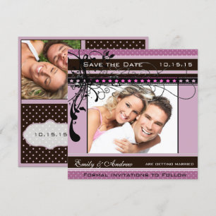 Lilac Dots and Wirbel Wedding Foto Save the Date Einladung