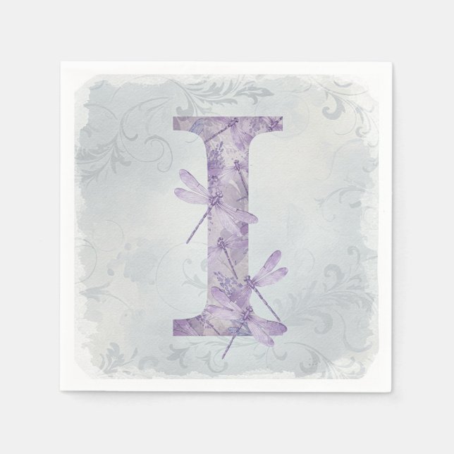 Lilac Dragonflies von Natasha Us Serviette (Vorderseite)