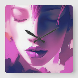 Lilac Dream Whisper - Serene, Ethereal, Lila Quadratische Wanduhr