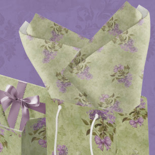 Lilac Dreams Vintag Style Green Damask Decoupage Seidenpapier