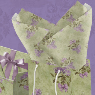 Lilac Dreams Vintag Style Green Damask Decoupage Seidenpapier
