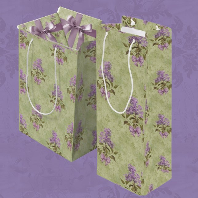 Lilac Dreams Vintag Style Green Damask Mittlere Geschenktüte (Von Creator hochgeladen)