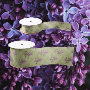 Lilac Dreams Vintag Style Green Damask Satinband