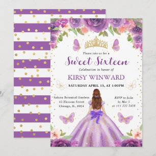 Lilac Dress Red Haired Princess Sweet 16 Einladung