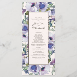 Lilac Dusty Blue Boho Floral Wedding Program Programm