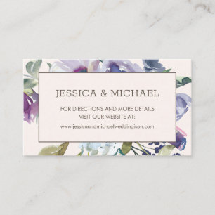 Lilac Dusty Blue Floral Boho Wedding Website Visitenkarte
