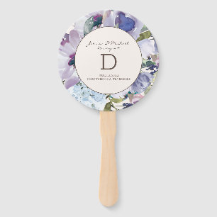 Lilac Dusty Blue Watercolor Floral Wedding Fächer