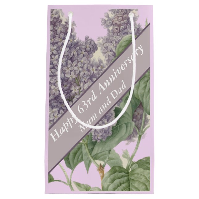 Lilac Editable zum 63. Jahrestag Kleine Geschenktüte (Vorderseite)