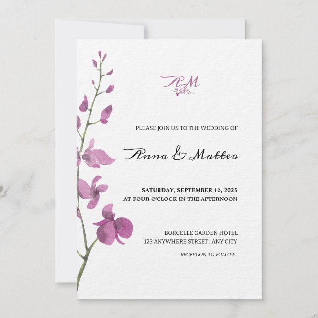 Lilac Elegance Minimalistisch Hochzeit Einladung (Vorderseite)