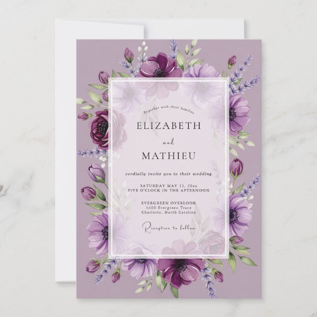 Lilac Enchanting Spring Wedding Einladung (Vorderseite)