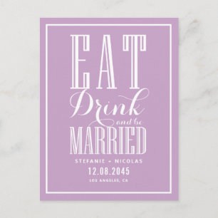 Lilac essen, trinken und Save the Date Verheiratet Ankündigungspostkarte