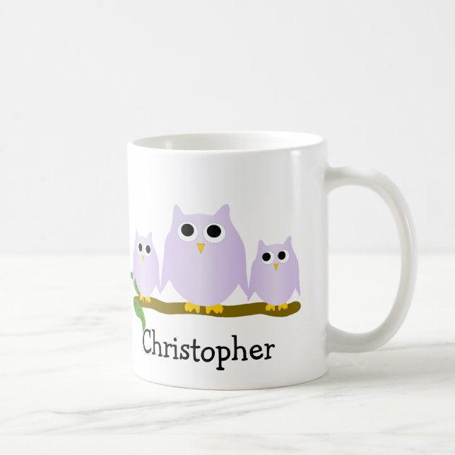 Lilac Eulen Design personalisiert Kaffeetasse (Rechts)
